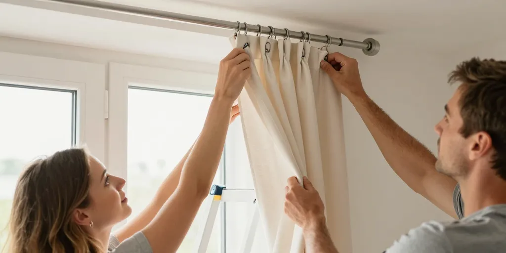 comment mettre 2 rideaux sur une même tringle